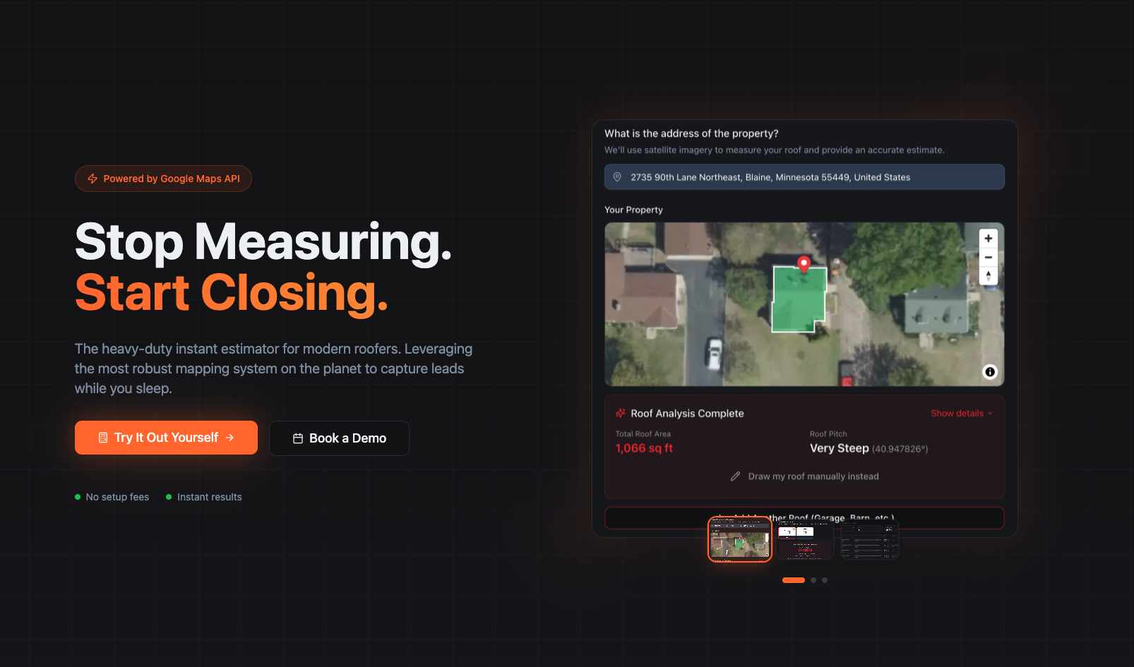RoofMammoth.ai instant roofing quote tool interface