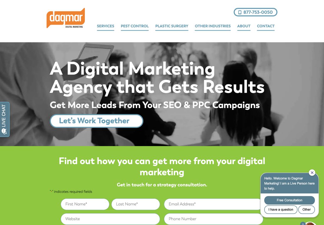 DAGMAR Marketing homepage, captured September 2026