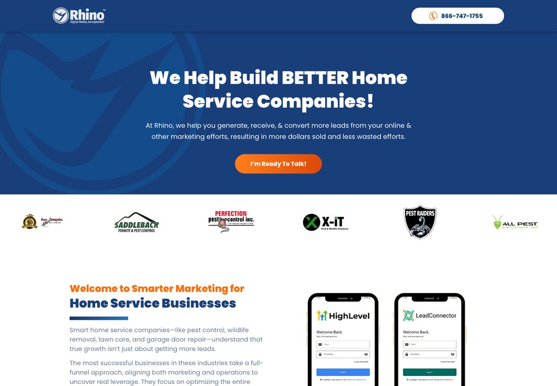 Rhino homepage at rhinopros.com, captured September 2026