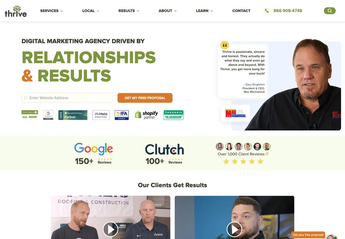 Thrive Internet Marketing Agency homepage, captured September 2026