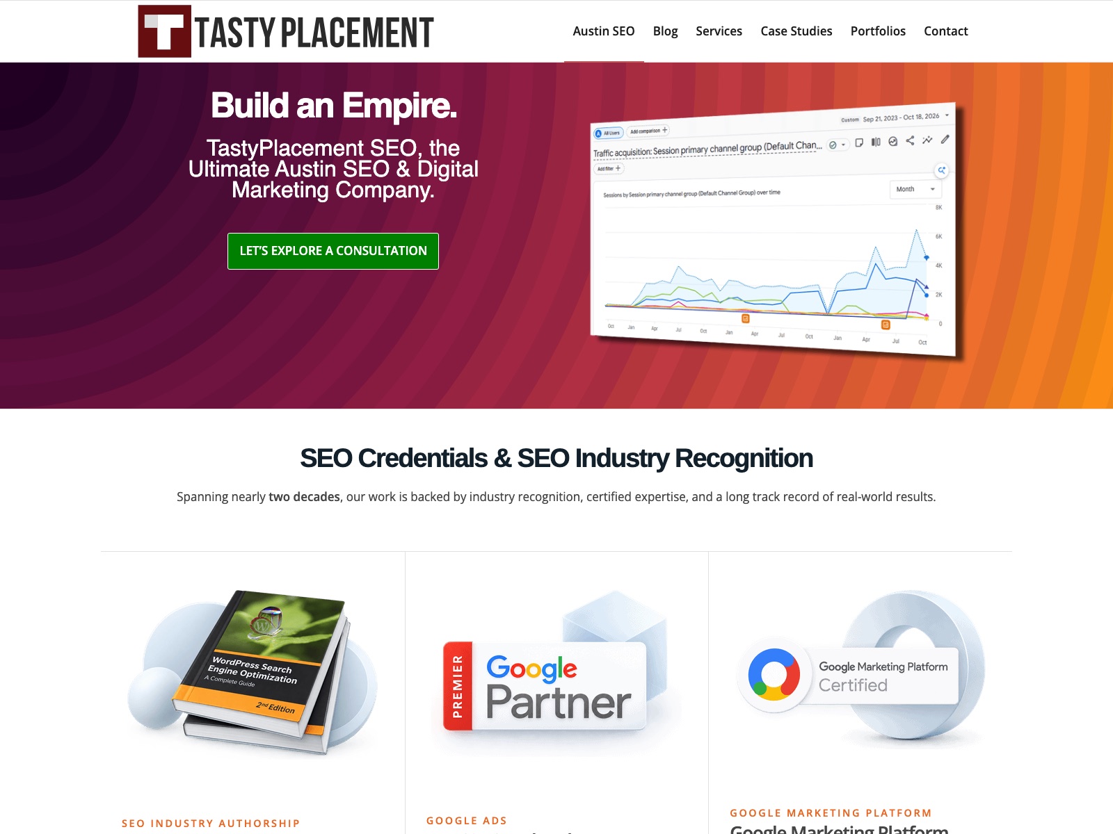 TastyPlacement Austin SEO company homepage