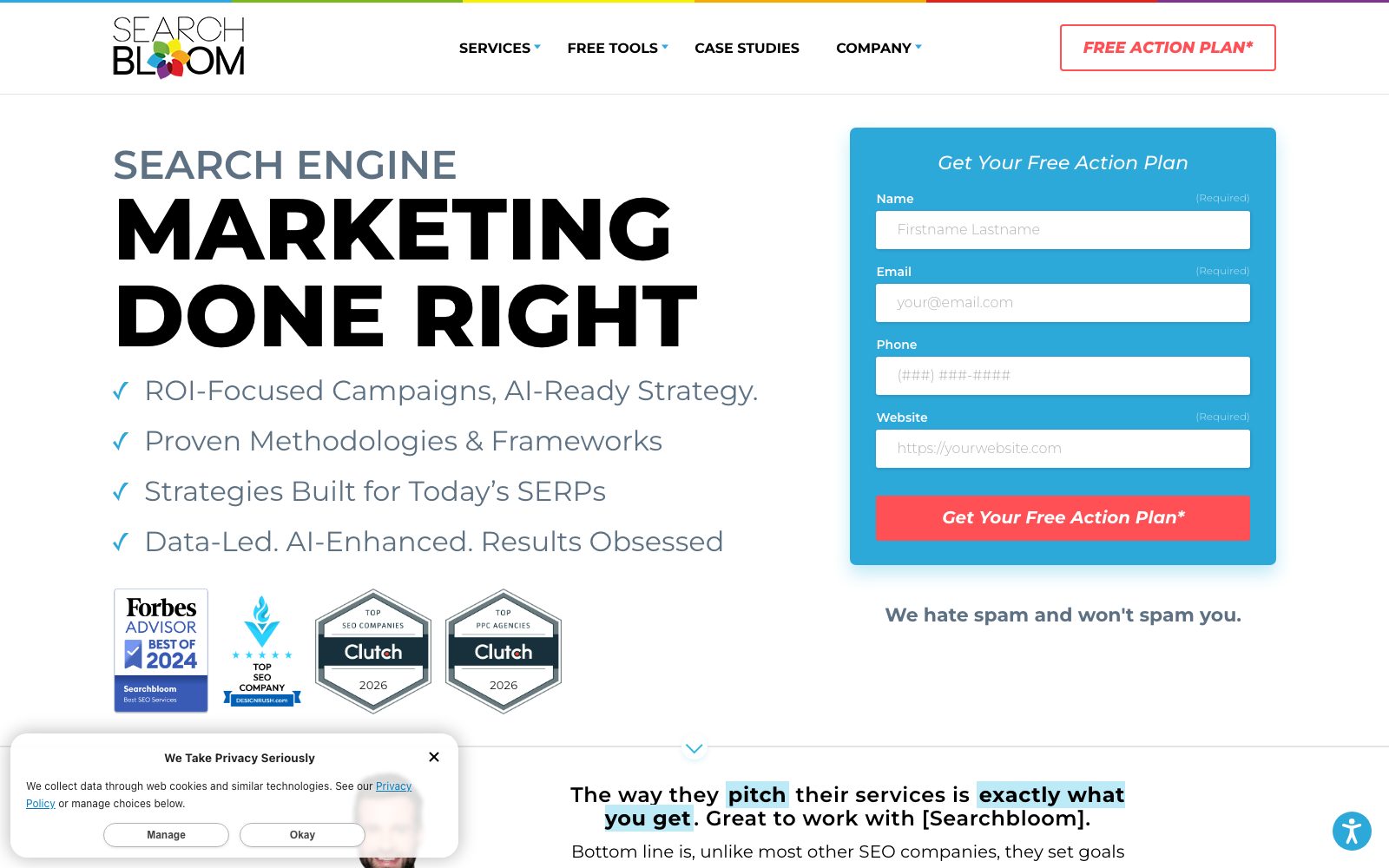 Searchbloom homepage, a Utah SEO agency founded in 2014 with SEO campaigns from $3,000 a month