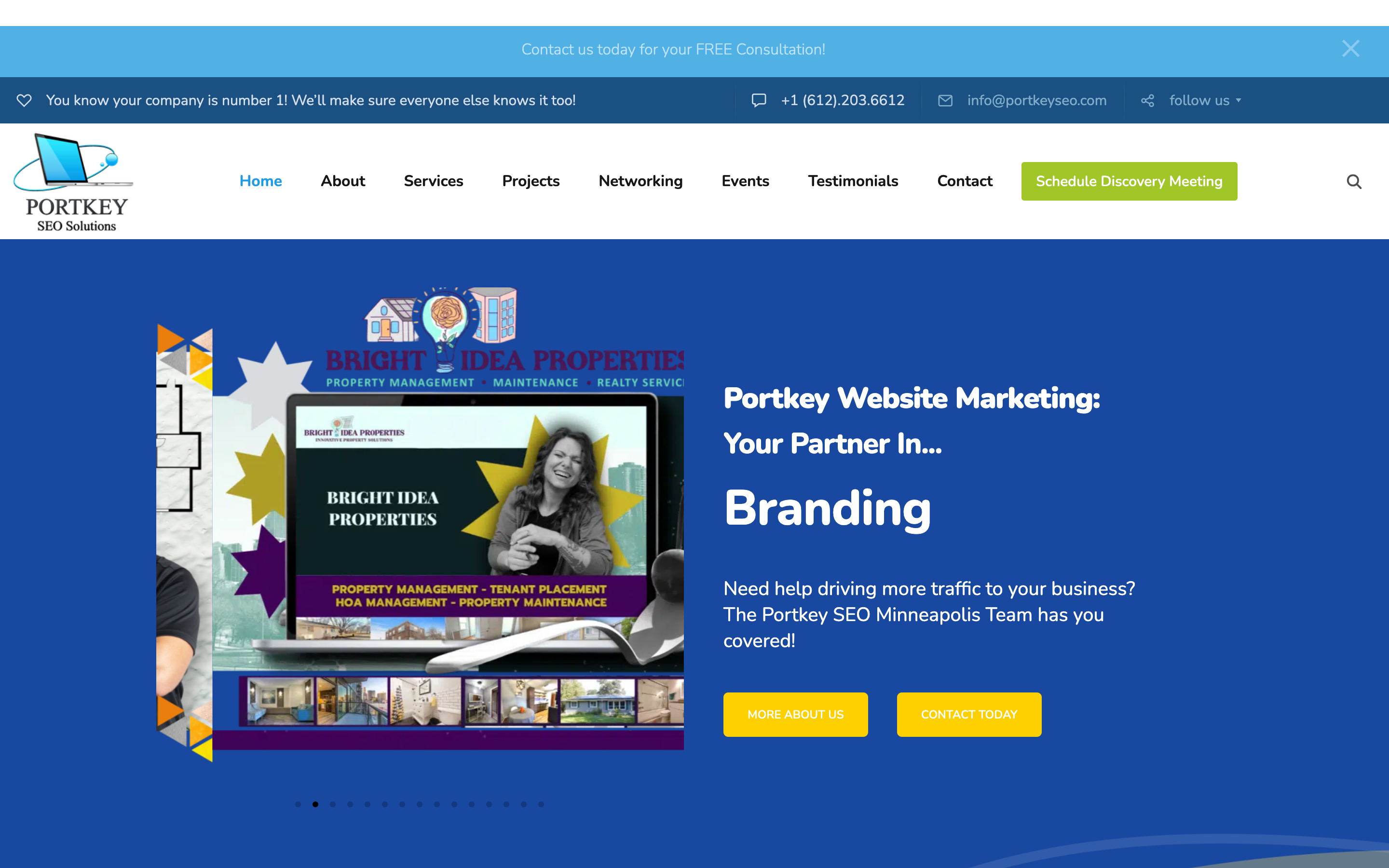 Portkey SEO Solutions homepage, Minneapolis SEO team pitching branding and website marketing for small businesses