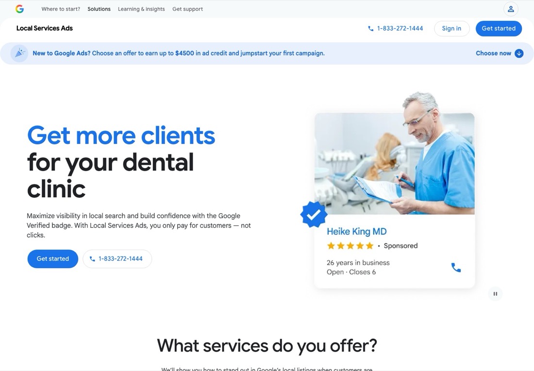 Google Local Services Ads eligible home services list including siding pro